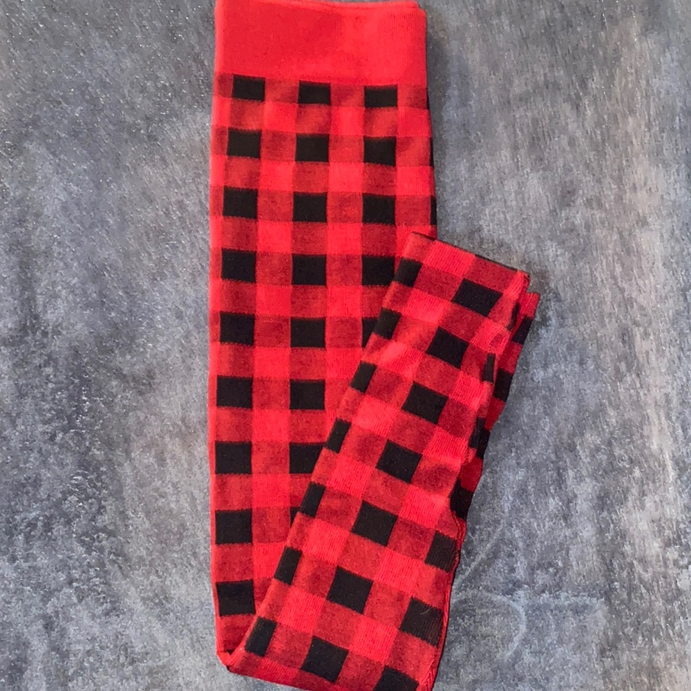 Red/Black Fleece Lined Leggings - M/L
